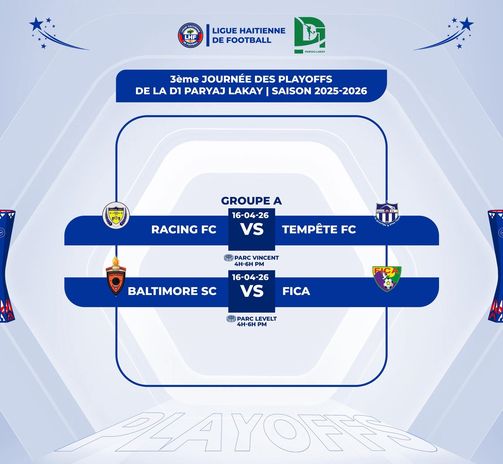 Playoffs D1 : Tempête solide leader, FICA et Baltimore se neutralisent